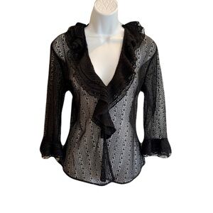 St. John Black Lace Blouse
